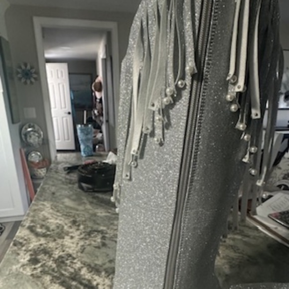 BRAND NEW NEVER WORN SEXY SPARKLY SILVER CUT OUT BOOTS - EU 41 - US SIZE 9.5/10 - Picture 15 of 16